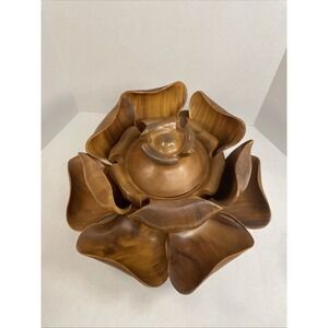 Lazy Suzan Monkey Pod Lotus Flower Serving Set (14 Pcs)